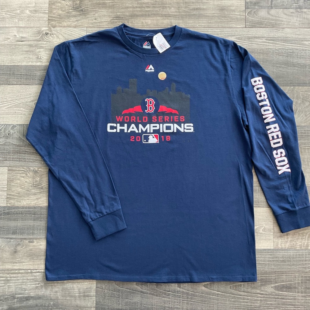 NWT Majestic 2018 World Series Champions Red Sox Long Sleeve Tee Men’s 2XL Navy